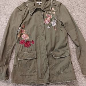 Floral Embroidered Utility Jacket/Top